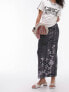 Фото #1 товара Topshop washed rib floral shadow print midi skirt in grey