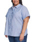 Фото #3 товара Plus Size Cotton Pin-Dot Camp Shirt