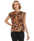 ფოტო #1 პროდუქტის Women's Short-Sleeve Printed Button Front Shirt