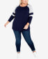 Plus Size Splice Sleeve Color Top