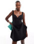 ASOS DESIGN scuba sweetheart neck mini dress with contrast oversized bow back in black