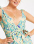 Фото #3 товара ASOS DESIGN beach playsuit with tie shoulders in neon flash snake print