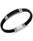 ფოტო #1 პროდუქტის EFFY® Men's Onyx Leather Braided Bracelet in Sterling Silver (Also in Malachite)