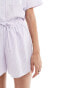 Фото #3 товара Miss Selfridge poplin pull on runner short in lilac stripe