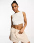 Фото #1 товара Vero Moda ribbed crop top with tie detail in white