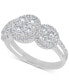 ფოტო #1 პროდუქტის Diamond Halo Three Stone Cluster Ring (1-3/8 ct. t.w.) in 14k White Gold