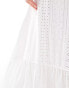 JDY Petite tiered pointelle maxi skirt in off white Белый, 2XS - фото #5