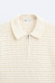 Open-knit quarter-zip polo shirt