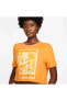 dri fit slam crop kadın turuncu loose fit t-shirt fj2711