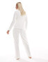 Loungeable Maternity soft touch long pyjama set in cream