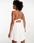 ONLY open back mini dress with broderie detail in white