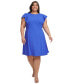 Фото #1 товара Plus Size Flutter-Sleeve Scuba-Crepe Fit & Flare Dress