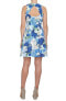 Фото #3 товара CECE 155877 Women's Floral Fit & Flare Dress Sleeveless Smoke Blue Sz. 10