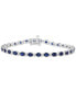ფოტო #1 პროდუქტის EFFY® Sapphire (6-7/8 ct. t.w.) & Diamond (1/20 ct. t.w.) Tennis Bracelet in Sterling Silver
