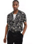 AllSaints Rattle short sleeve matchstick print shirt in black