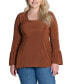 Фото #1 товара Plus Size Long Bell Sleeve High Low Tunic Top