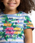 Toddler and Little Girls Striped Floral Cotton Jersey T-shirt