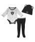 ფოტო #1 პროდუქტის Newborn and Infant Boys and Girls White, Black Las Vegas Raiders Dream Team Onesie Pants and Hat Set