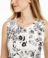 Printed Pleat-Neck Blouse, Regular and Petite Sizes