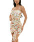 Фото #3 товара Juniors' Floral-Print Ruched Mesh Bodycon Dress