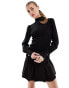 Фото #2 товара River Island puff sleeve knit top with button detail in black