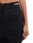 ASOS DESIGN decon belt trouser with linen in black