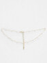 Фото #3 товара DesignB London Exclusive pearl choker necklace in gold
