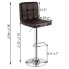 Фото #6 товара Set of 2 Adjustable Bar Stools PU Leather Swivel Kitchen Counter Pub Chair