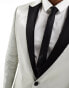 Фото #2 товара ASOS DESIGN slim contrast lapel tuxedo suit jacket in black and silver