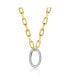 ფოტო #3 პროდუქტის Rectangle-shaped 14k Gold-plated Chain With Round-brilliant stones Pendant Cubic Zirconia In Sterling Silver.