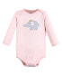 ფოტო #3 პროდუქტის Baby Girls Cotton Long-Sleeve Bodysuits, Pink Gray Elephant 5-Pack