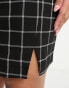 Simply Be side split mini skirt in black check