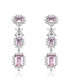 ფოტო #1 პროდუქტის Sterling Silver with White Gold Plated Morganite Emerald with Clear Cubic Zirconia Halo Three-Tier Earrings