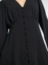 New Look button front long sleeved tea dress in black