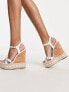 Фото #5 товара Steve Madden Madalyn studded cork wedges in white