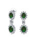 ფოტო #1 პროდუქტის Art Deco Style Crown Halo Oval Cubic Zirconia Simulated Emerald Green AAA CZ Fashion Dangle Drop Earrings For Prom Bridesmaid Wedding Rhodium Plated