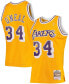 ფოტო #2 პროდუქტის Men's Shaquille O'Neal Gold-Tone Los Angeles Lakers Hardwood Classics 1996-97 Swingman Jersey