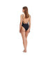 Women's Solid V neck one piece swimsuit with strap back detail