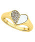 ფოტო #1 პროდუქტის Cubic Zirconia and Cultivated Mother of Pearl 18K Gold-Plated Heart Ring