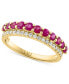 Ruby (7/8 ct. t.w.) & Diamond (1/5 ct. t.w.) Double Row Ring in 14k Gold