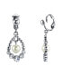 Silver Tone Imitation Pearl and Crystal Clip Drop Earrings