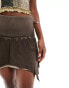 COLLUSION washed mini multi way skirt dress in brown