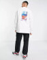 Calvin Klein Jeans floral graphic logo long sleeve t-shirt in white