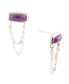 Hammered Genuine Purple Amethyst and Sterling Silver Rectangle Stud Earrings