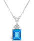 Фото #1 товара Macy's blue Topaz (3 ct. t.w.) and Diamond (1/10 ct. t.w.) Pendant Necklace in 14K Yellow Gold or 14k White Gold