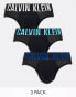 Calvin Klein intense power briefs 3 pack in black with coloured waistband Черный, S - W28-31 - фото #1