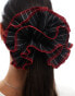 Фото #4 товара My Accessories pin stripe oversized scrunchie with contrast piping in black