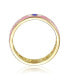 ფოტო #3 პროდუქტის 14k Yellow Gold Plated Band Ring with Pink Enamel having Eye Shaped design