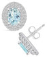 ფოტო #1 პროდუქტის Aquamarine (1-3/8 ct. t.w.) and Diamond (1/2 ct. t.w.) Halo Stud Earrings in 14K White Gold
