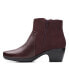 Clarks Emily Low Boot 26163795 Womens Burgundy Wide Ankle & Booties Boots 9.5